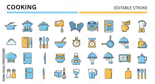 Vector icons celebrating various events and holidays with gift boxes, music, and food, perfect for invitations and decorations