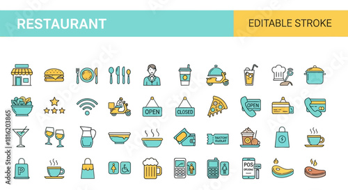 Vector icons celebrating various events and holidays with gift boxes, music, and food, perfect for invitations and decorations