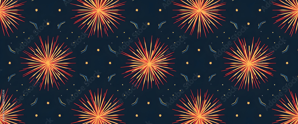 Fototapeta premium Festive firework pattern on a dark blue background for celebrations and events
