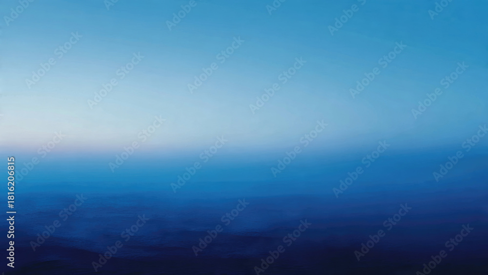 Obraz premium A serene, abstract seascape depicting a captivating blue gradient, transitioning from a light sky to deep water, evoking tranquility and vastness.