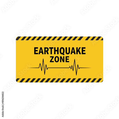 Earthquake zone warning sign icon: seismic activity danger area hazard symbol Vector, illustration
