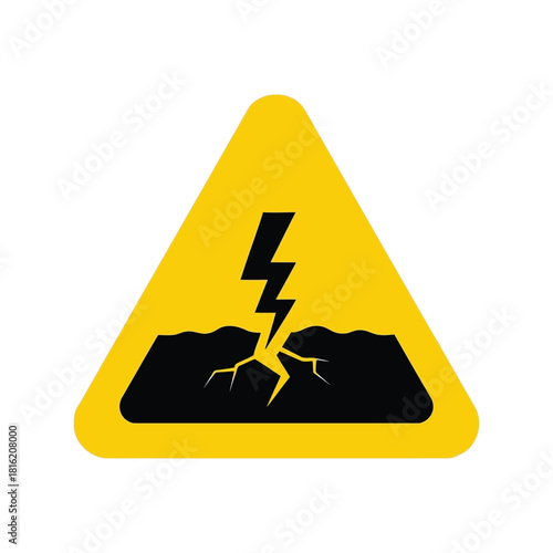 Ground fault electrical hazard warning sign vector icon   lightning bolt danger Vector, illustration