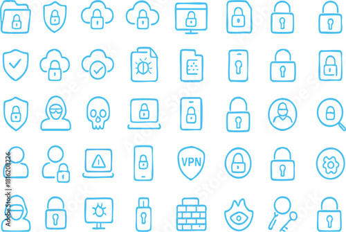 Cyber secure folder icon with glowing digital lock, futuristic data protection symbol