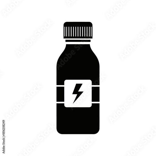 Stylized representation of an energy supplement bottle emphasizing vibrant visual identity and