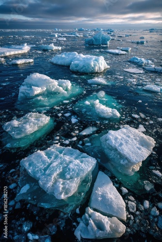 Frozen Ocean Expanse Beneath a Pale Arctic Sky 
