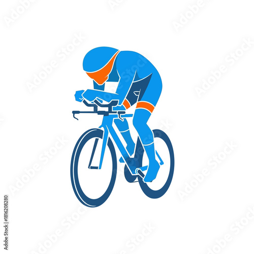 Dynamic cyclist silhouette illustration capturing speed and endurance in a minimalist style