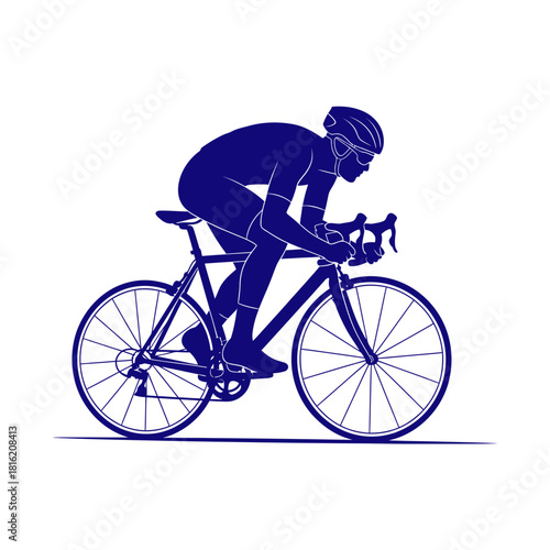 Cyclist silhouette in dynamic motion portraying strength and endurance pushing boundaries for