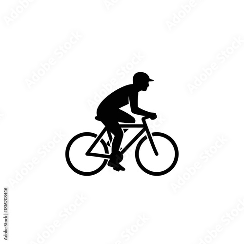 Silhouette of a cyclist riding a bicycle outdoor for exercise and recreational activities
