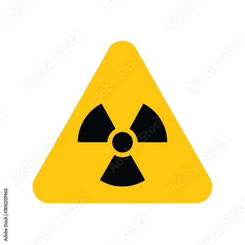 Radioactive hazard symbol yellow warning triangle sign isolated vector illustration Vector, illustration