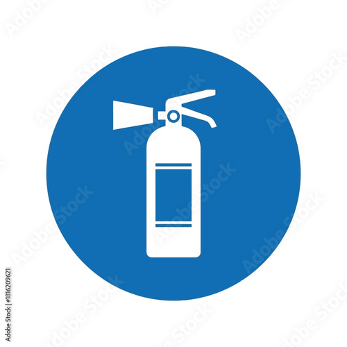 Fire extinguisher safety signage icon. mandatory blue circle vector symbol. Vector, illustration