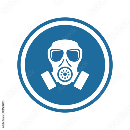 Mandatory gas mask sign icon for respiratory protection. chemical, biological, industrial hazard symbol. Vector, illustration