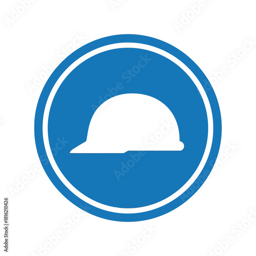 Hard hat required safety sign icon: mandatory head protection symbol vector Vector, illustration