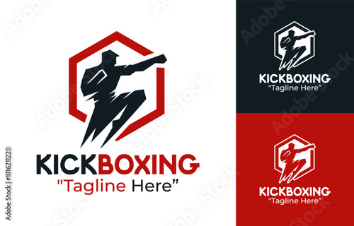 Kickboxing Logo Dynamic Combat Sport Identity