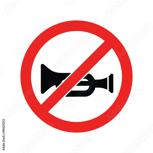 No honking sign vector illustration: quiet zone and traffic regulation symbol Vector, illustration