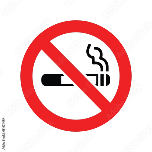 No smoking prohibition sign vector icon. universal symbol for health and safety warning. Vector, illustration