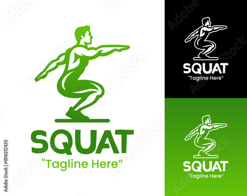 Squat Logo Minimal Lower Body Strength Symbol