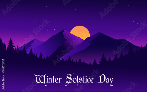 Winter Solstice Day theme poster or banner. Great for Posters, Banners, campaigns, greeting cards and social media. Vector Illustrations.