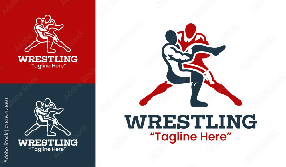 Obraz premium Wrestling Logo Clean Modern Grappling School Identity