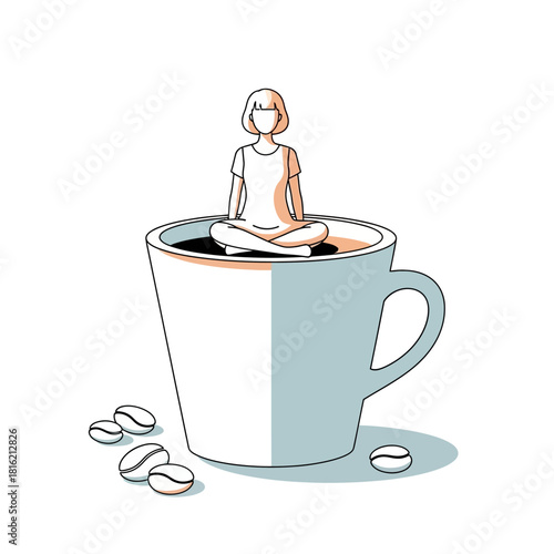 Conceptual illustration of inner peace found in a comforting coffee moment experience