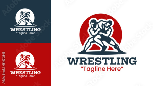 Wrestling Logo Minimalist Strength Grappler Badge