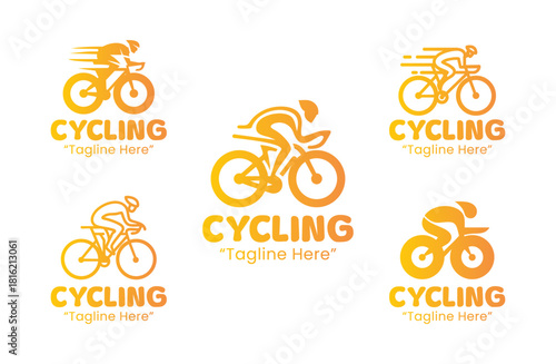 5 Cycling Logo Set Modern Bicycle Sports Emblem Collection