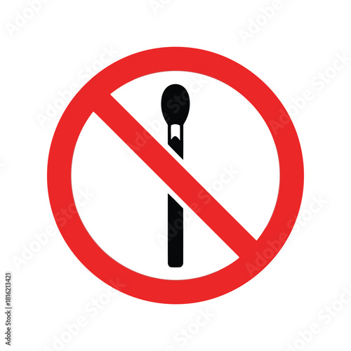 No matches allowed safety warning sign icon. fire forbidden symbol. flammable hazard. Vector, illustration