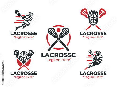 5 Lacrosse Logo Set Stick Field Team Sports Collection