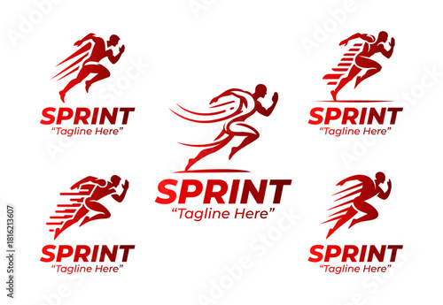 5 Sprint Logo Set Speed Performance Athletic Motion Collection