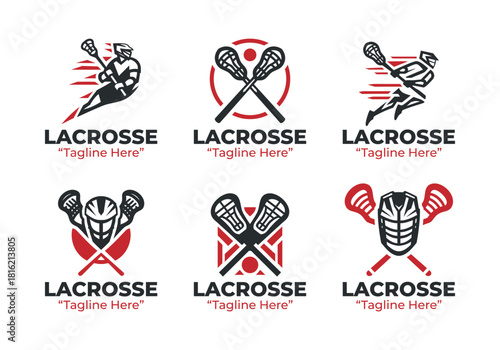 6 Lacrosse Logo Set Stick Field Team Sports Identity Collection