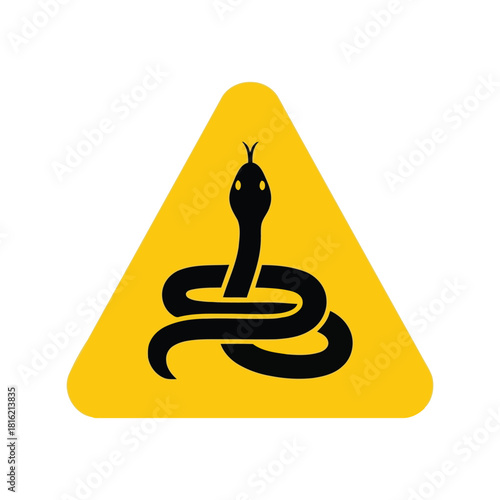 Venomous snake warning sign icon   danger reptile hazard caution symbol vector Vector, illustration