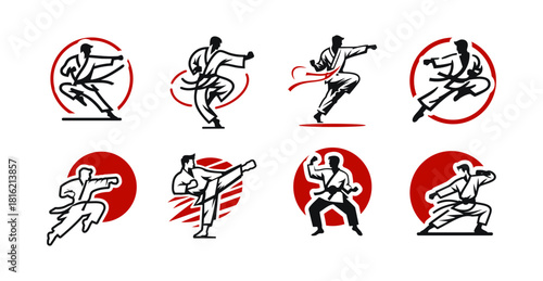 8 Karate Logo Set Martial Arts Discipline Combat Identity Collection