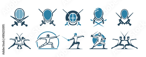 10 Fencing Logo Set Modern Athletic Sword Combat Emblem Collection