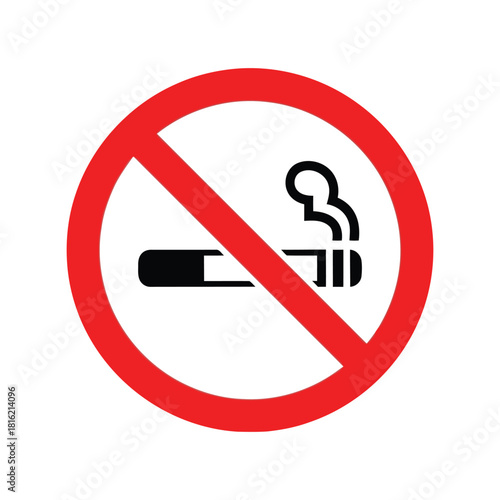 No smoking sign vector icon. forbidden cigarette symbol. smoking ban warning illustration Vector, illustration