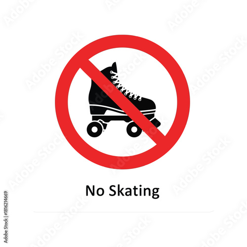 No skating sign icon vector   forbidden roller skate symbol for public areas Vector, illustration