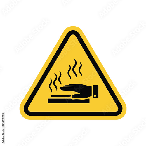 Caution hot surface warning sign. danger burn hazard symbol. safety icon. vector illustration. Vector, illustration