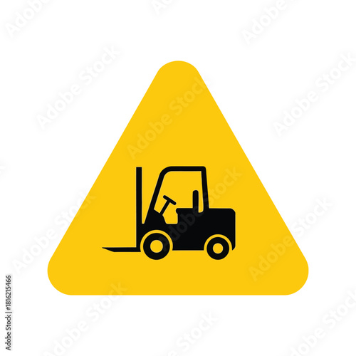 Yellow forklift warning sign vector icon   industrial hazard safety symbol Vector, illustration
