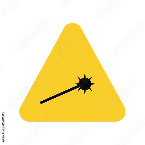 Laser beam radiation hazard warning sign yellow triangle icon safety symbol vector graphic Vector, illustration