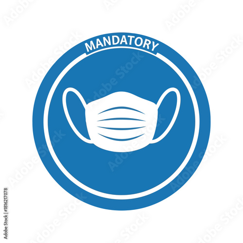 Mandatory face mask required sign icon, health safety protocol, public area entry symbol Vector, illustration