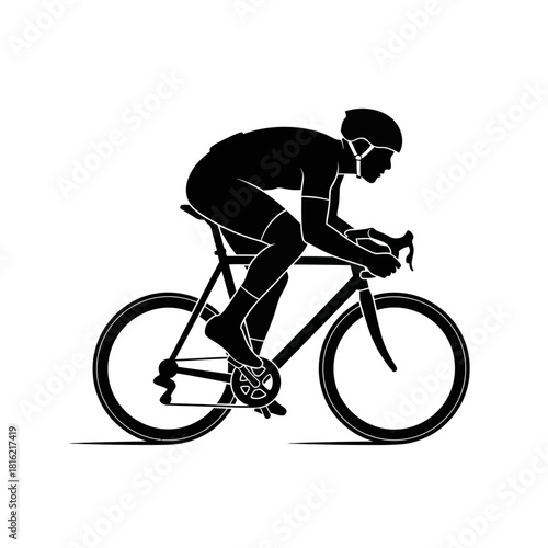Sleek monochrome cyclist silhouette depicting endurance and the thrill of competitive cycling