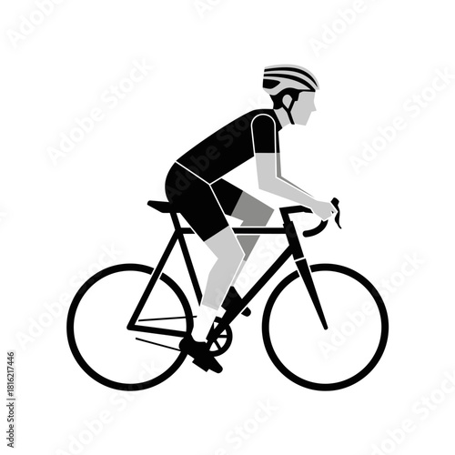 Silhouette cyclist focused on dynamic race competition, embodying sportsmanship and endurance