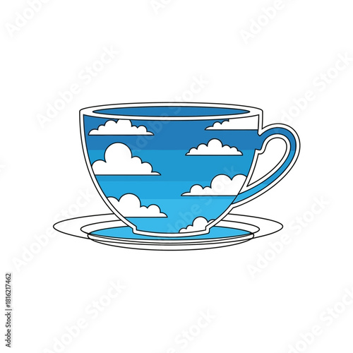Dreamy morning: a cup of sky and clouds creating a serene and whimsical ambiance