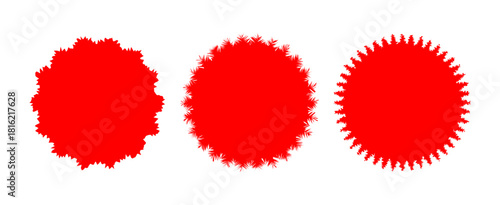 Vector set of red starburst sunburst sale discount price label stickers round abstract badge tag frame shape