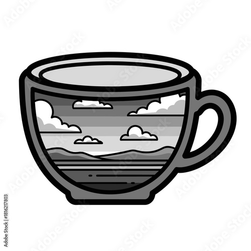 Enigmatic landscape enclosed in an unique beverage vessel creating artistic visualization