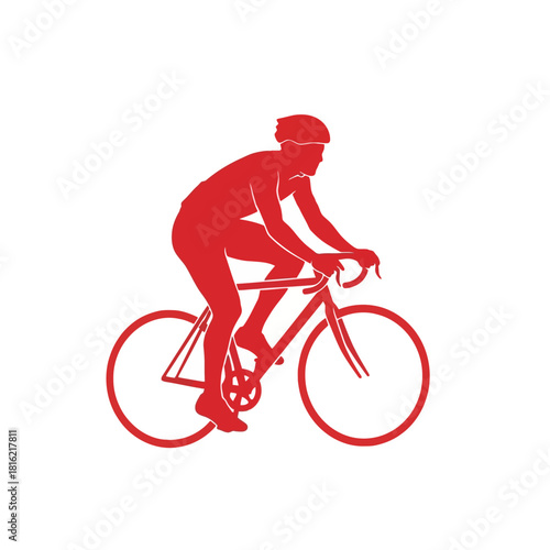Dynamic cyclist silhouette captures the intensity of competitive sport pursuing goals with focused