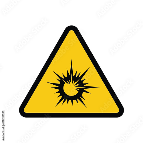 Laser hazard warning sign icon: optical radiation danger safety symbol vector Vector, illustration