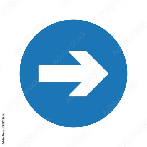 Blue circle right arrow icon vector element for navigation, forward, and next direction Vector, illustration
