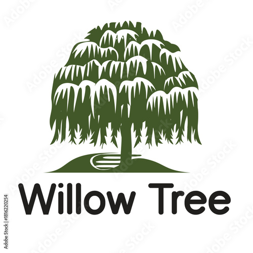 Willow tree logo isolated on is a beautiful and elegant design that is perfect for businesses or organizations that want to convey a sense of nature, peace, and tranquility