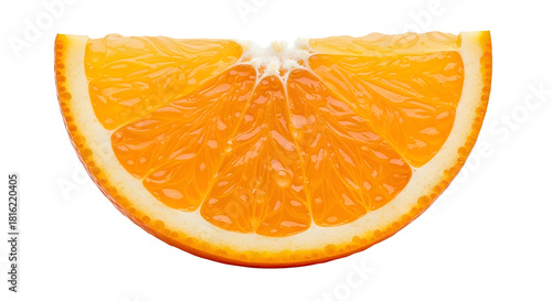 Zesty Citrus Slice: A vibrant, close-up shot of a juicy orange slice, showcasing the fruit's natural color, texture and inviting freshness. 