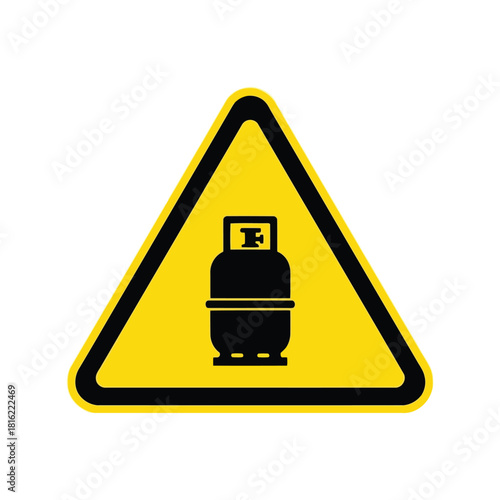 Flammable gas cylinder warning sign icon. yellow triangle safety precaution symbol Vector, illustration