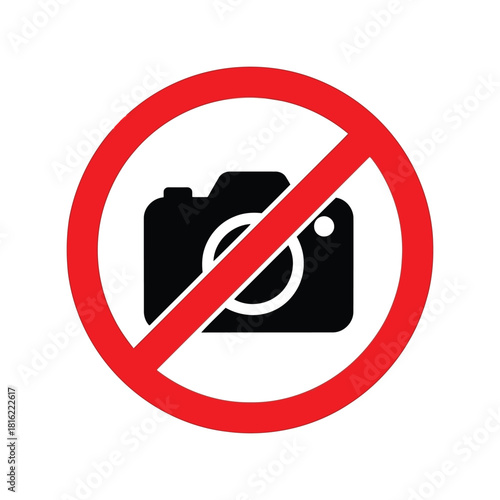 No photography allowed sign. camera forbidden icon. prohibited photos vector symbol Vector, illustration